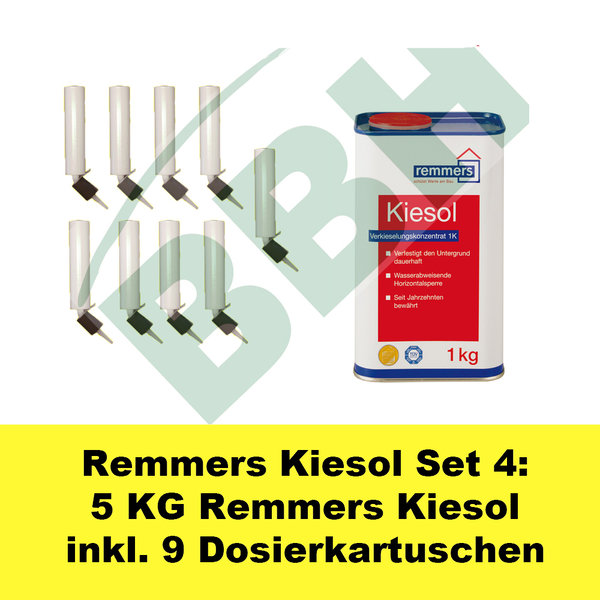 Kiesol Set 4: Remmers Kiesol Verkieselung 5 KG + 9 Dosierkartuschen