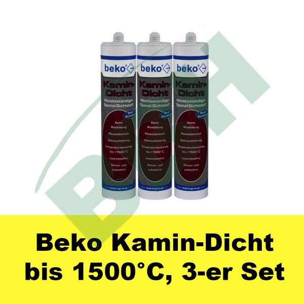Beko Kamin-Dicht 3 x 310 ml schwarz bis 1500 Grad hitzebeständiger Dichtstoff