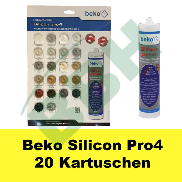 Beko Silicon Pro4 Silikon 20 x 310 ml Holz Bau Sanitär Naturstein